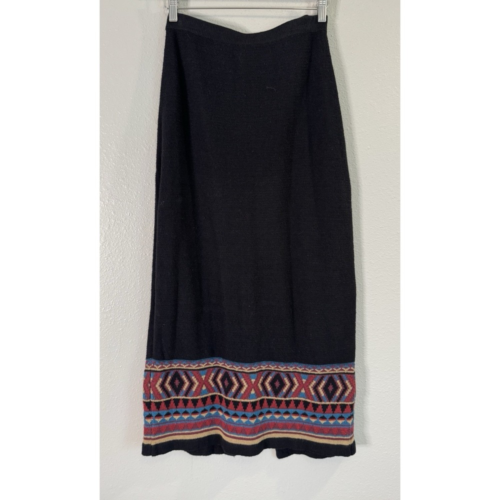 Double D Ranch 100% Linen Southwestern Knit Maxi Skirt Western Boho S
